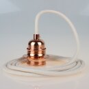 Textilkabel Elfenbein mit E27 Lampenfassung Metall...