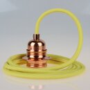 Textilkabel Gelb mit E27 Lampenfassung Metall verkupfert...