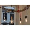 Textilkabel Gold mit E27 Lampenfassung Metall verkupfert und 2 Schraubringe für Lampenschirm