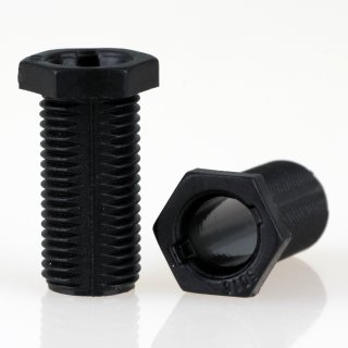 M10x1 Trompetennippel 12x23mm 6-kant 20mm lang Kunststoff schwarz mit Profil/Verdrehschutz