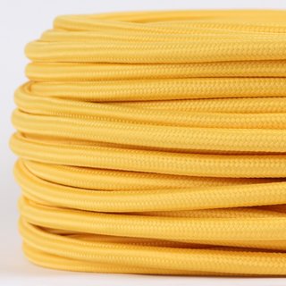 Textilkabel Stoffkabel gelb 3-adrig 3x0,75 Gummischlauchleitung 3G 0,75 H03VV-F textilummantelt