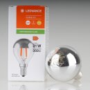 LEDVANCE LEDLeuchtmittel Kopfspiegellampe silber 4W=(31W) 240V Tropfen-Form klar 2700K warmweiß 350 Lumen