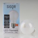 Sigor LED Filament Leuchtmittel 230V/4,5W=(40W) AGL-Form matt E27 Sockel warmweiß dimmbar