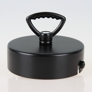 Lampen-Baldachin 80x25 Metall schwarz mit Zahn-Ringnippel 42mm für Kettenaufhängung