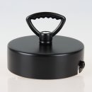 Lampen-Baldachin 80x25 Metall schwarz mit Zahn-Ringnippel 42mm für Kettenaufhängung