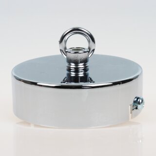1-Loch Lampen-Baldachin 80x25 Metall verchromt mit Ringnippel 22mm für Kettenaufhängung