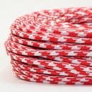 Textilkabel Stoffkabel rot-weiß Hahnenkamm Muster...