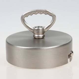 1-Loch Lampen-Baldachin 80x25 Metall edelstahloptik mit Zahn-Ringnippel 42mm für Kettenaufhängung
