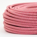 Textilkabel Stoffkabel rot-weiß Zick Zack Muster...