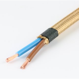 Textilkabel gold 2-adrig 2x0,75mm² Flachleitung