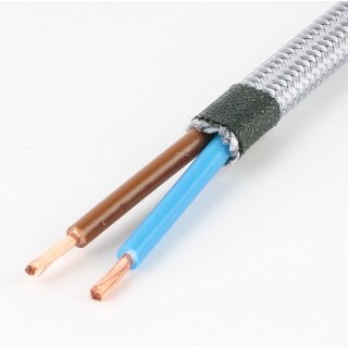Textilkabel silber 2-adrig 2×0,75 mm² Flachleitung – Meterware