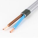 Textilkabel silber 2-adrig 2×0,75 mm² Flachleitung – Meterware