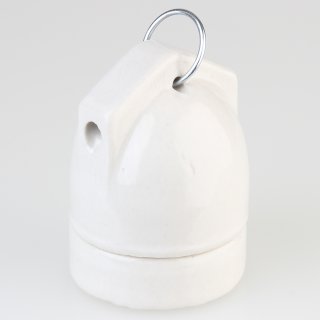E27 Porzellan, Keramik Lampen-Fassung, Lampenfassung dreiteilig, mit Aufh&auml;ngung