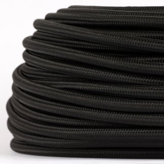 Textilkabel Stoffkabel schwarz 3-adrig 3x0,75 Gummischlauchleitung 3G 0,75 H03VV-F textilummantelt