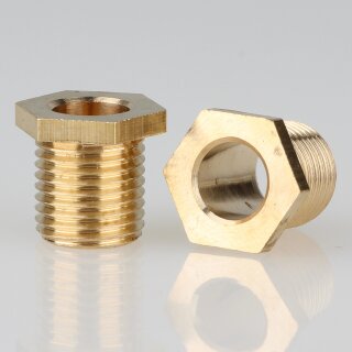 M10x1 Trompetennippel Messing 10mm lang 6-kant 12x12mm ohne Profil/Verdrehschutz
