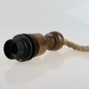 Hanf Lampenpendel mit E27 Lampenfassung und Holz Baldachin 1 Meter lang