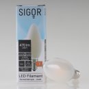 Sigor E14 LED Filament Kerzenlampe matt 4,5W = (40W) 430lm warmweiß dimmbar