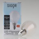 Sigor E14 LED Filament Tropfenlampe matt 4,5W = (40W)...