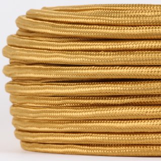 Textilkabel Gold 2-adrig 2x0,75 Schlauchleitung 2G 0,75 H03VV-F textilummantelt