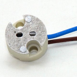 12V Niedervolt Halogen Fassung  G4-GY6,35 mit 14 cm Kabel mit PTFE Isolation T300 hitzebeständig bis 250° C