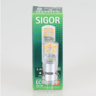 SIGOR LED-Stiftsockellampe, Parathom Pin G4/12V/2,4W=(25W) warmweiß