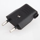 Eurostecker Europa-Flachstecker schwarz 250V/6A mit Schraubkontakte und seitlichem Kabelauslass