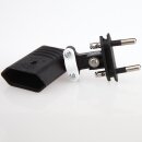 Eurostecker Europa-Flachstecker schwarz 250V/6A mit Schraubkontakte und seitlichem Kabelauslass