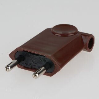 Eurostecker Europa-Flachstecker braun 250V/6A mit Schraubkontakte und seitlichem Kabelauslass