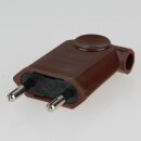 Eurostecker Europa-Flachstecker braun 250V/6A mit Schraubkontakte und seitlichem Kabelauslass