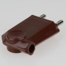 Eurostecker Europa-Flachstecker braun 250V/6A mit Schraubkontakte und seitlichem Kabelauslass