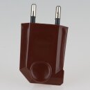 Eurostecker Europa-Flachstecker braun 250V/6A mit Schraubkontakte und seitlichem Kabelauslass