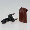 Eurostecker Europa-Flachstecker braun 250V/6A mit Schraubkontakte und seitlichem Kabelauslass