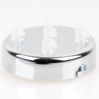 Lampen-Baldachin 100x25mm Metall verchromt mit Zugentlaster transparent für 5 Lampenpendel