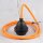Textilkabel Orange mit E27 Lampenfassung und 2 Schraubringe Kunststoff schwarz 1-5m
