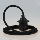Textilkabel Schwarz mit E27 Dach-Lampenfassung schwarz 1-5m