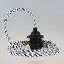 Textilkabel Schwarz-Weiß mit E27 Dach-Lampenfassung...