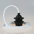 Textilkabel Weiß mit E27 Dach-Lampenfassung schwarz 1-5m