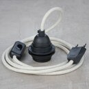 Textilkabel Kiesel mit E27 Lampenfassung Schnurschalter...