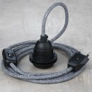 Textilkabel Steingrau mit E27 Lampenfassung...