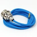 Textilkabel Blau mit Vintage E27 Lampenfassung Messing...