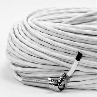 Textilkabel-Stoffkabel weiss 4-adrig 4x0,75 extra dünn
