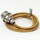 Textilkabel Gold mit Vintage E27 Lampenfassung Messing vernickelt und 2 Schraubringe 1-5m